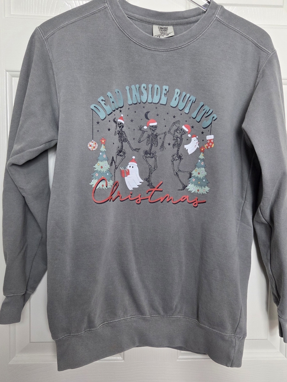 Comfort Colors Small Gray Sweatshirt "Dead Inside But It's Christmas"